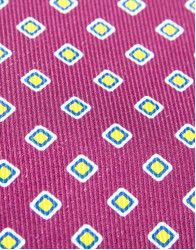 Patrick Hellmann Collection Purple Tie With Yellow Squad 100% Silk thumbnail 1